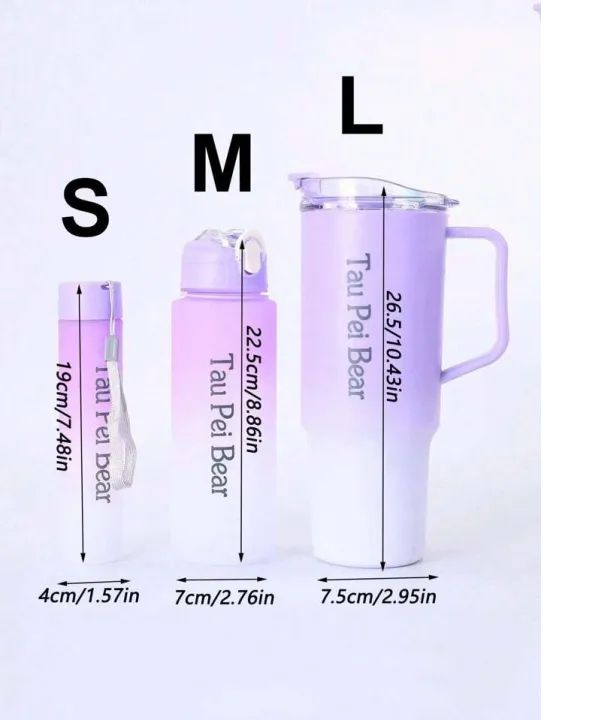 Tumbler 3pcs bottle set with straw
