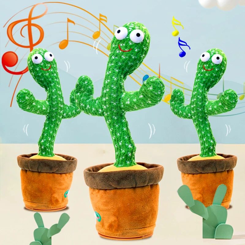 Dancing Cactus Toy Repeat Talking USB Charging Can Sing Record Cactus Bailarín Dansant Kids Education Toys discriotion