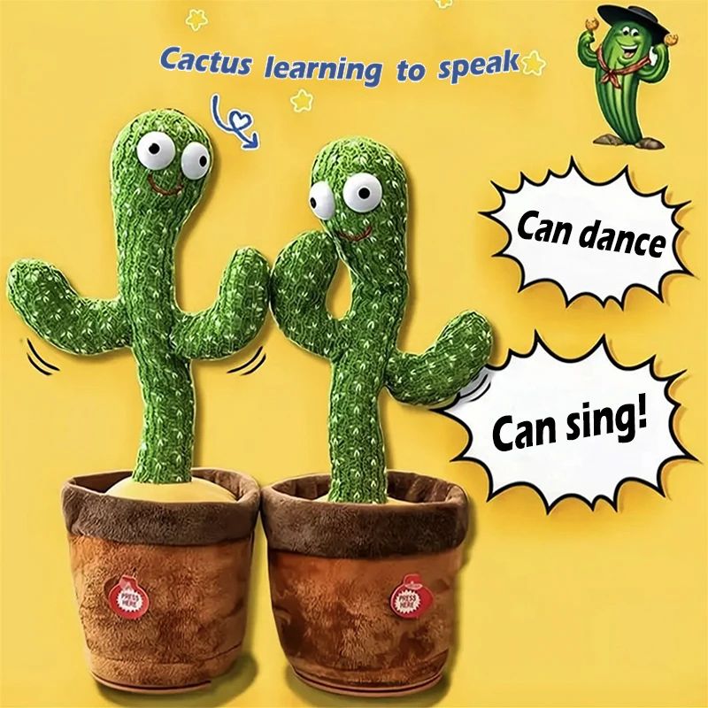 Dancing Cactus Toy Repeat Talking USB Charging Can Sing Record Cactus Bailarín Dansant Kids Education Toys discriotion
